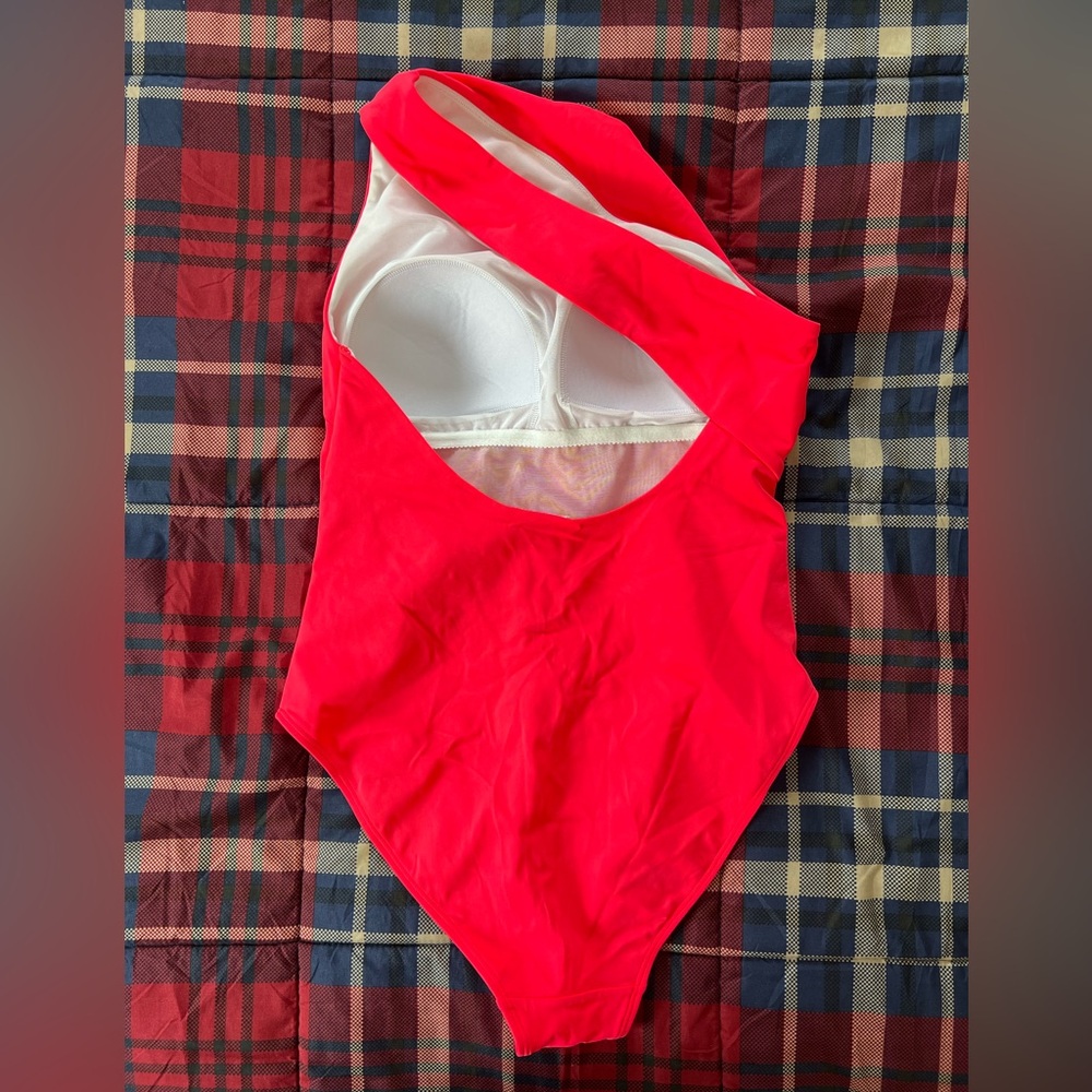 Boden one shoulder swim suit. Hot pink.